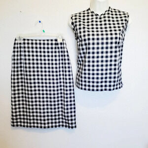 Black and White Checkered Skirt Set